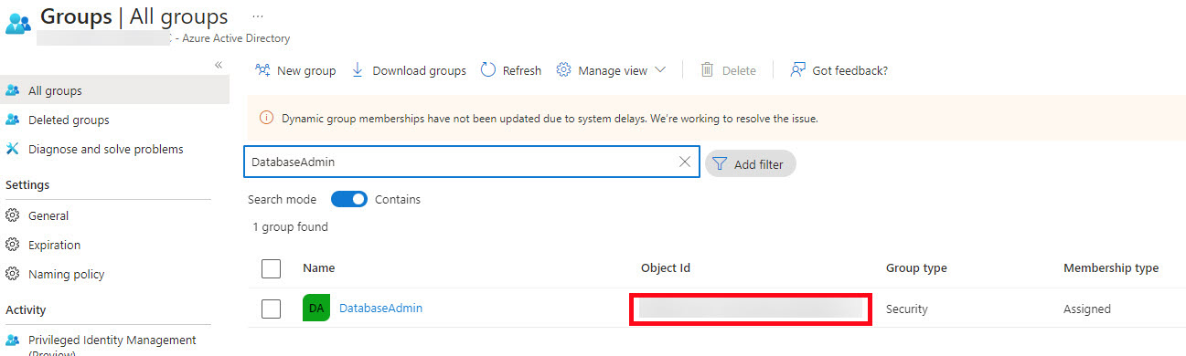 Screenshot of Azure Signin