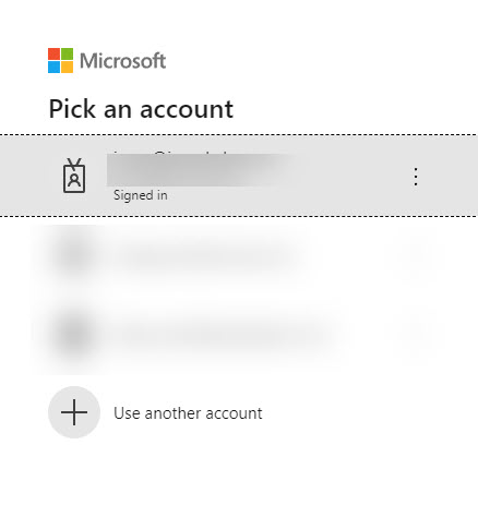 Screenshot of Azure Signin