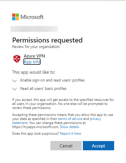 Screenshot of Azure Signin