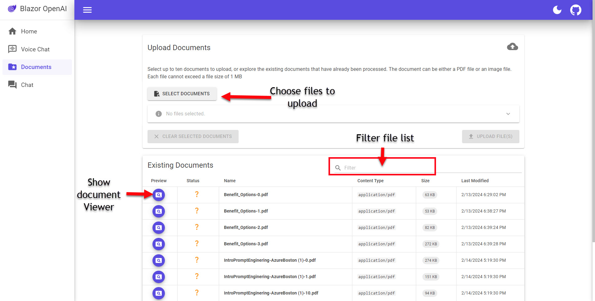 Documents Page
