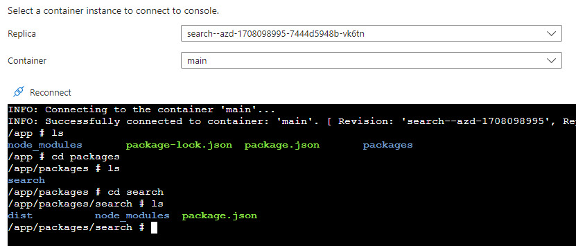 Container App Console