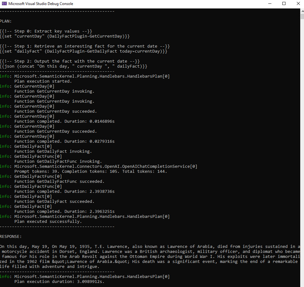 Saved Plan Information Log